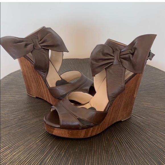 Valentino✨ Vintage Brown Bow Wedges - Picture 9 of 9